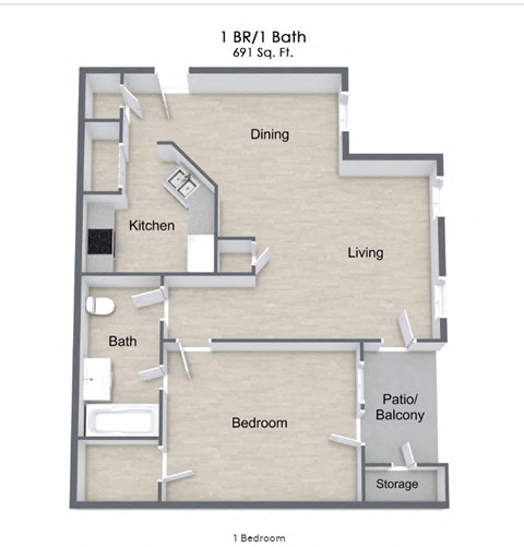 a floor plan of a bedroom apartment